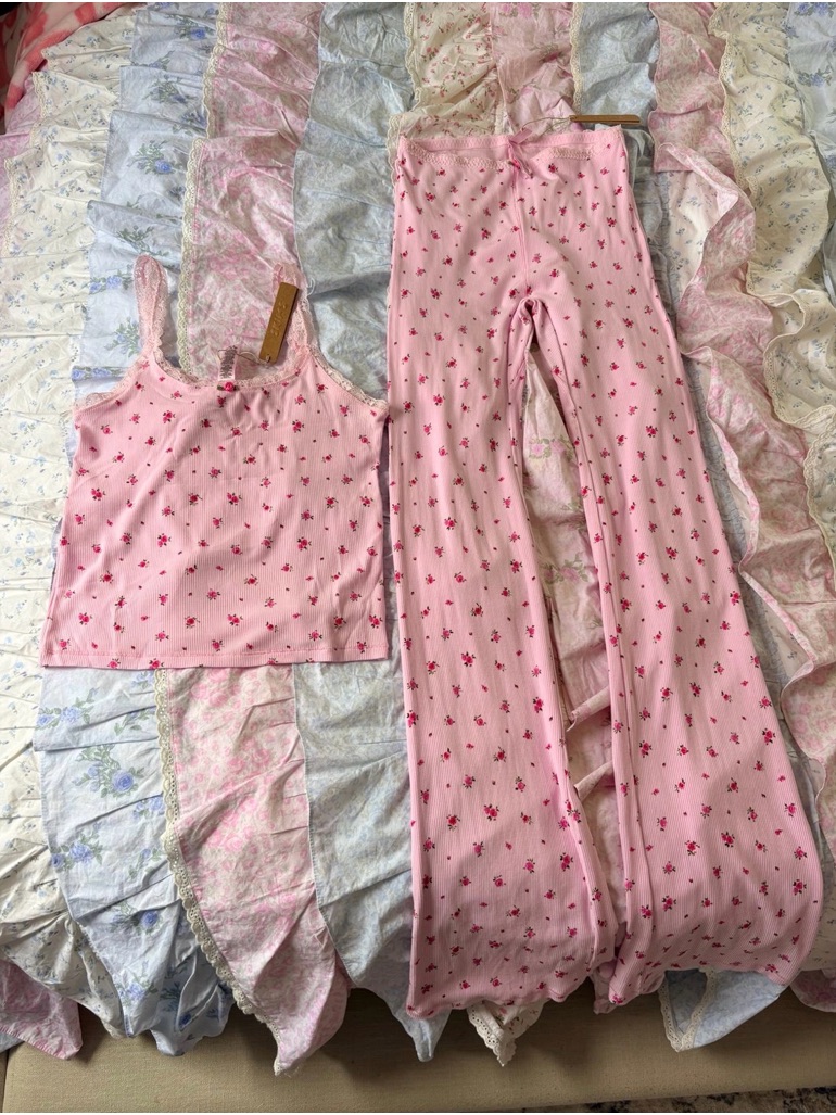 Skims Soft Lounge Floral Tank & Lounge Pants Set Women’s Rare Nwt